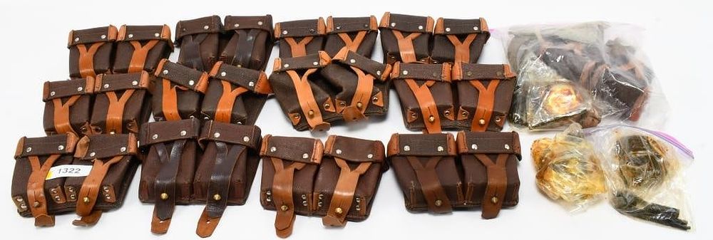 Lot 1322: Huge Lot Mosin Nagant Ammo Pouches & Oilers
