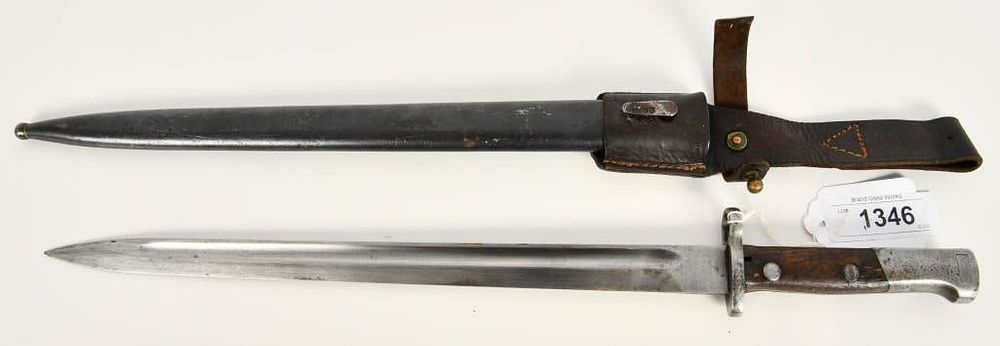 Lot 1346: Czech VZ24 Mauser Bayonet w/Scabbard & Frog