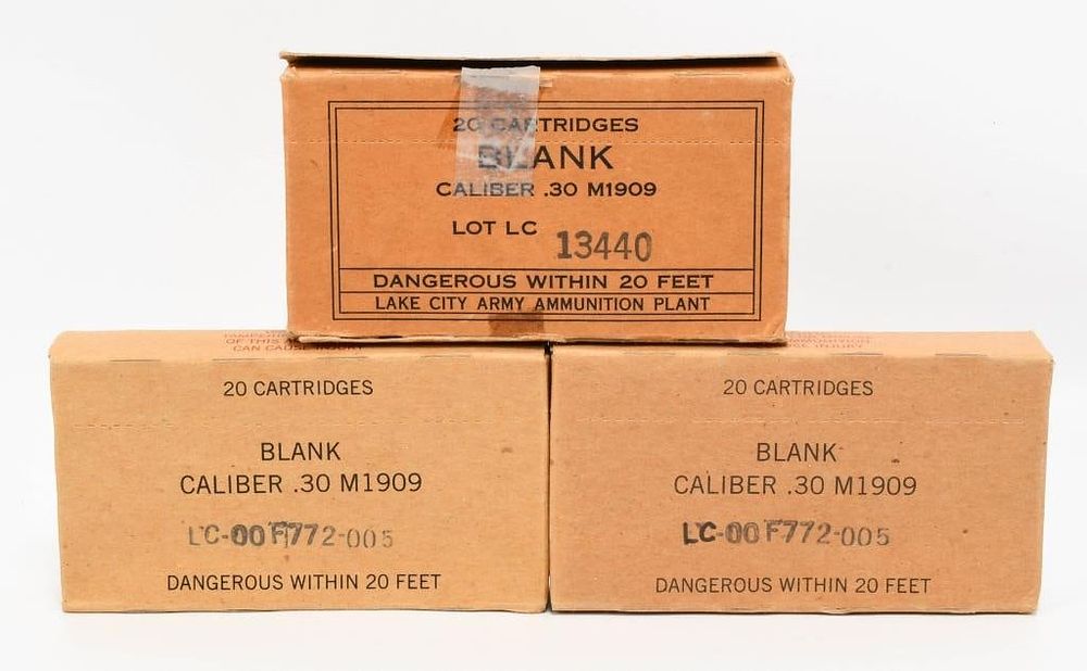 Lot 1366: 60 Rounds Of M1909 .30-06 Blank Rounds