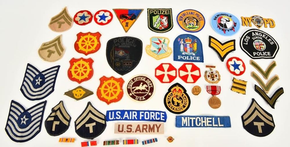 Lot 1394: Lot of Various Military & Police Patches & Pins