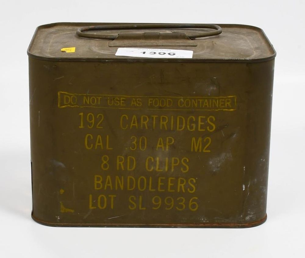 Lot 1396: 192 Rd Sealed Spam Can Of .30-06 AP M2 Ammo