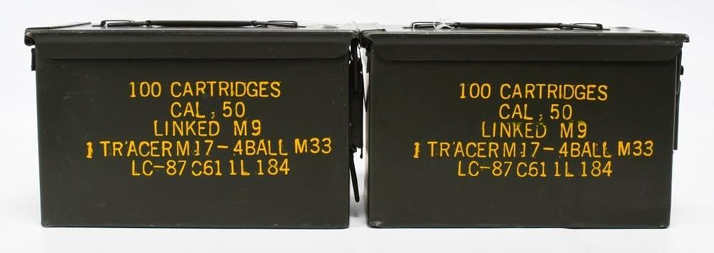 Lot 1445: (2) U.S. Military Linked M9 Munition metal Contain
