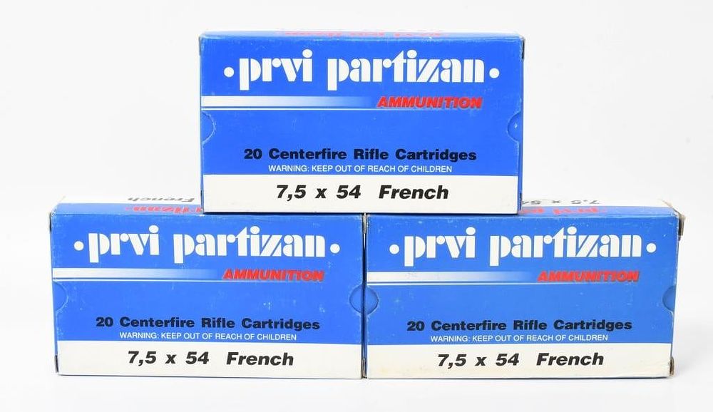 Lot 1534: 60 Rounds Of Prvi Partizan 7.5x54 French Ammo