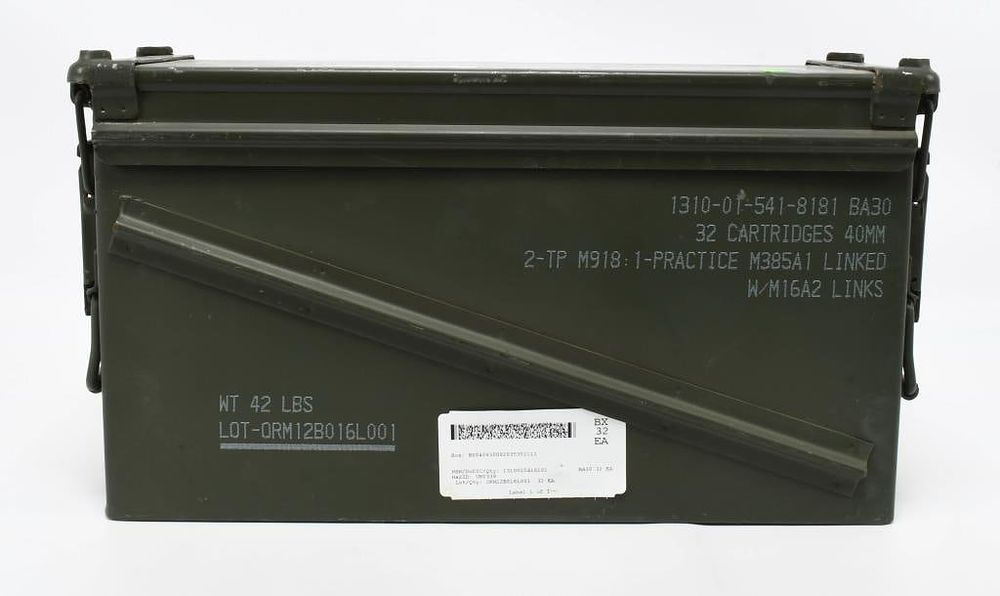 Lot 1535: U.S. Army Practice 40 Millimeter Cartridge Can
