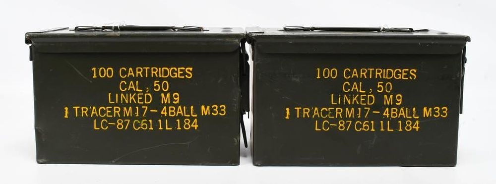 Lot 1589: (2) U.S. Military Linked M9 Munition metal Contain