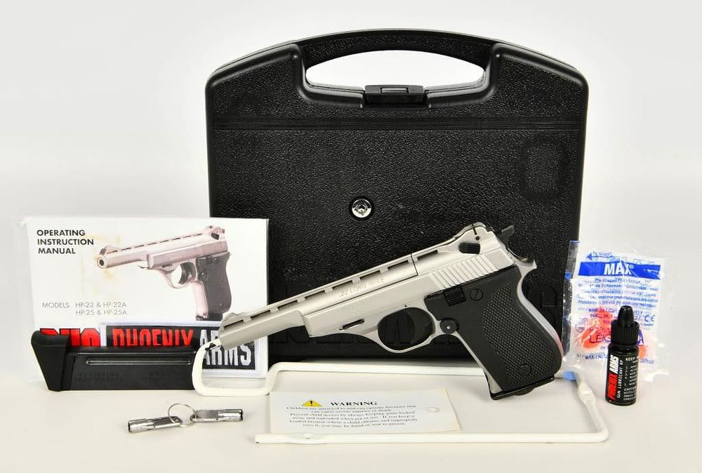 Lot 123: Phoenix Arms HP22A Nickel Pistol .22 LR