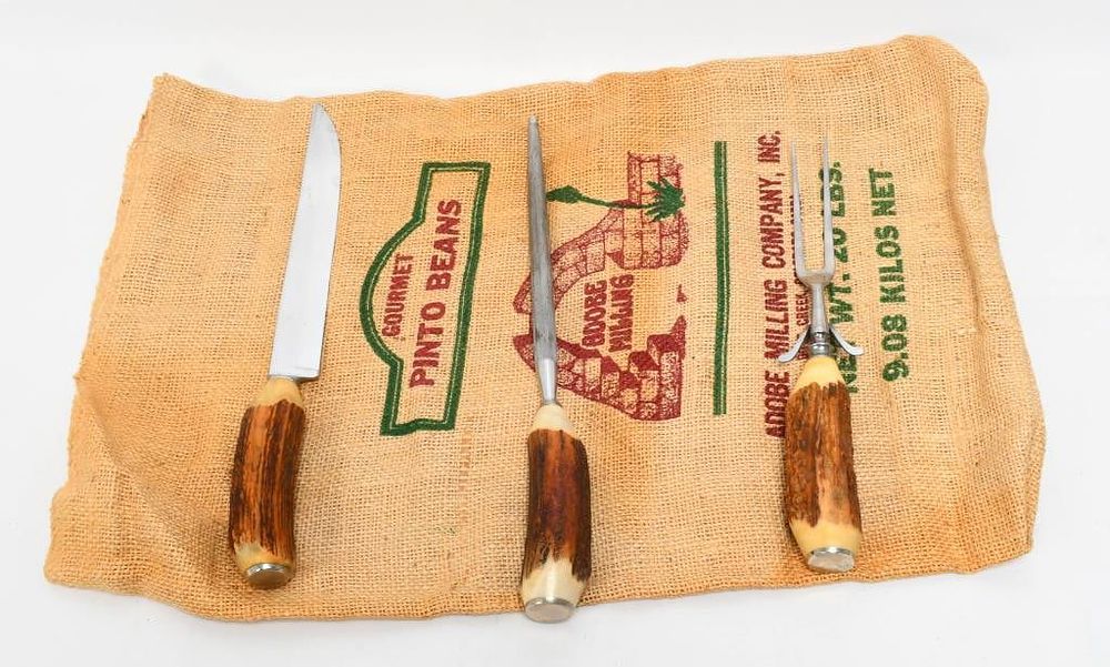 Lot 185: Stag Handle Carving Set Case XX Chromium Carver