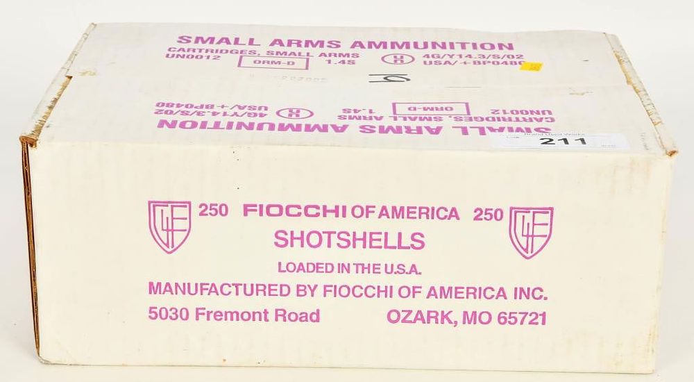 Lot 211: 250 Round Case of Fiocchi 12 Gauge Shotshells