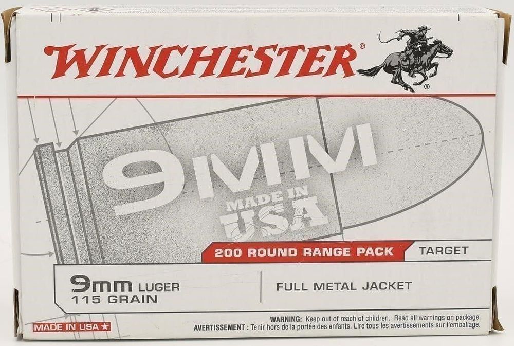 Lot 238: 200 Rounds Of Winchester USA Range Pack 9mm Ammo