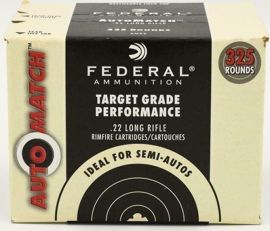 Lot 307: 325 Rounds Of Federal Target Grade .22 LR Ammo