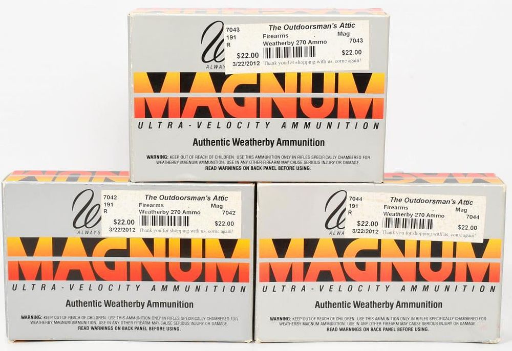 Lot 388: 60 Rounds of Weatherby .270 WBY Mag Ammunition