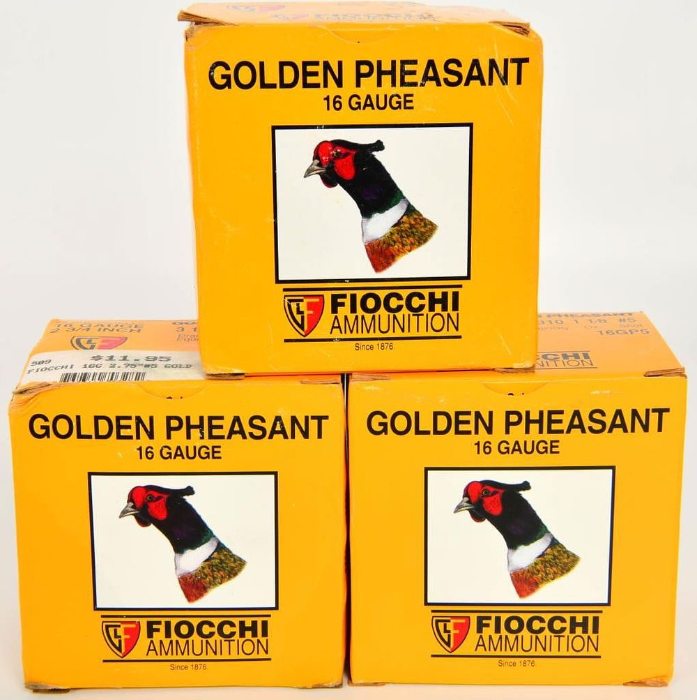 Lot 520: 74 Rounds of Fiocchi Golden Pheasant 16 Gauge
