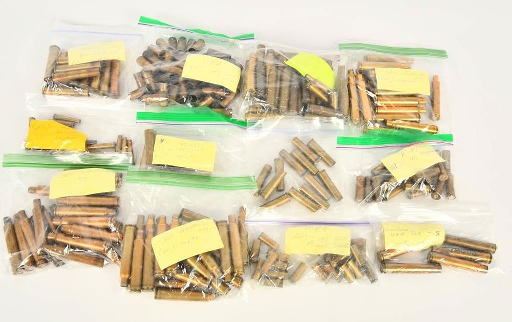 Lot 590: Large Lot of Various Caliber Empty Brass Casings