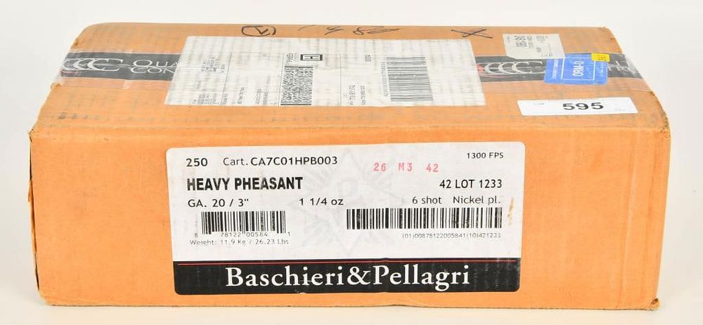 Lot 595: Case of 250 Rounds of B&P 20 Gauge Shotshells