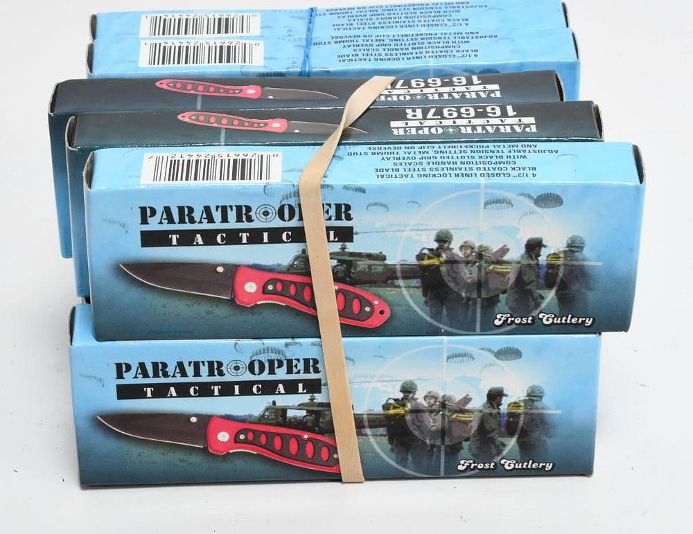 Lot 596: 10 NIB Frost Cutlery Paratrooper Tactical Knives