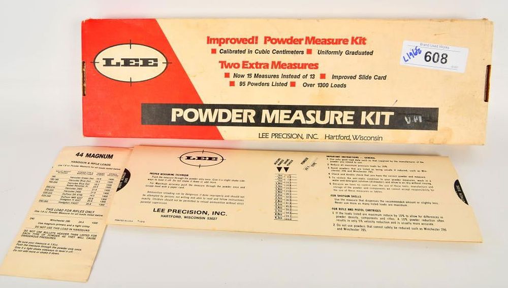 Lot 608: LEE Powder Measure Kit in box
