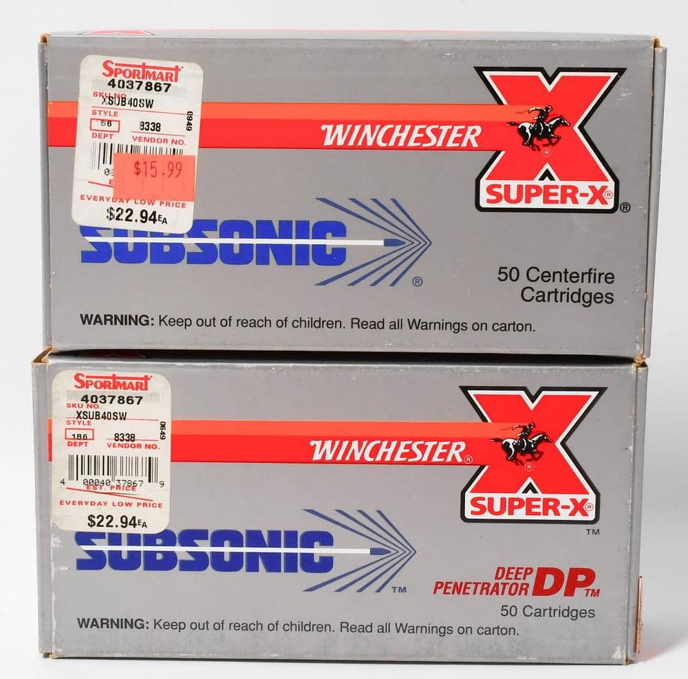 Lot 664: 100 Rounds Of Winchester .40 S&W Subsonic Ammo
