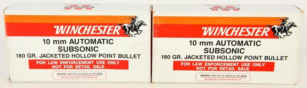 Lot 1054: 100 Rounds Of Winchester 10mm Subsonic Ammo