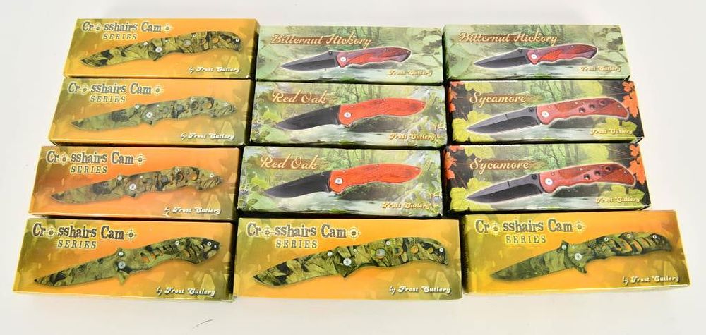 Lot 1055: 12 NIB Frost Cutlery Folding Pocket Knives