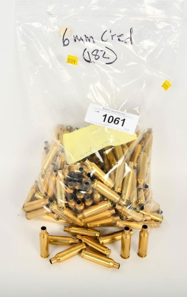Lot 1061: 182 Count Of Empty 6mm Creedmoor Brass Casings