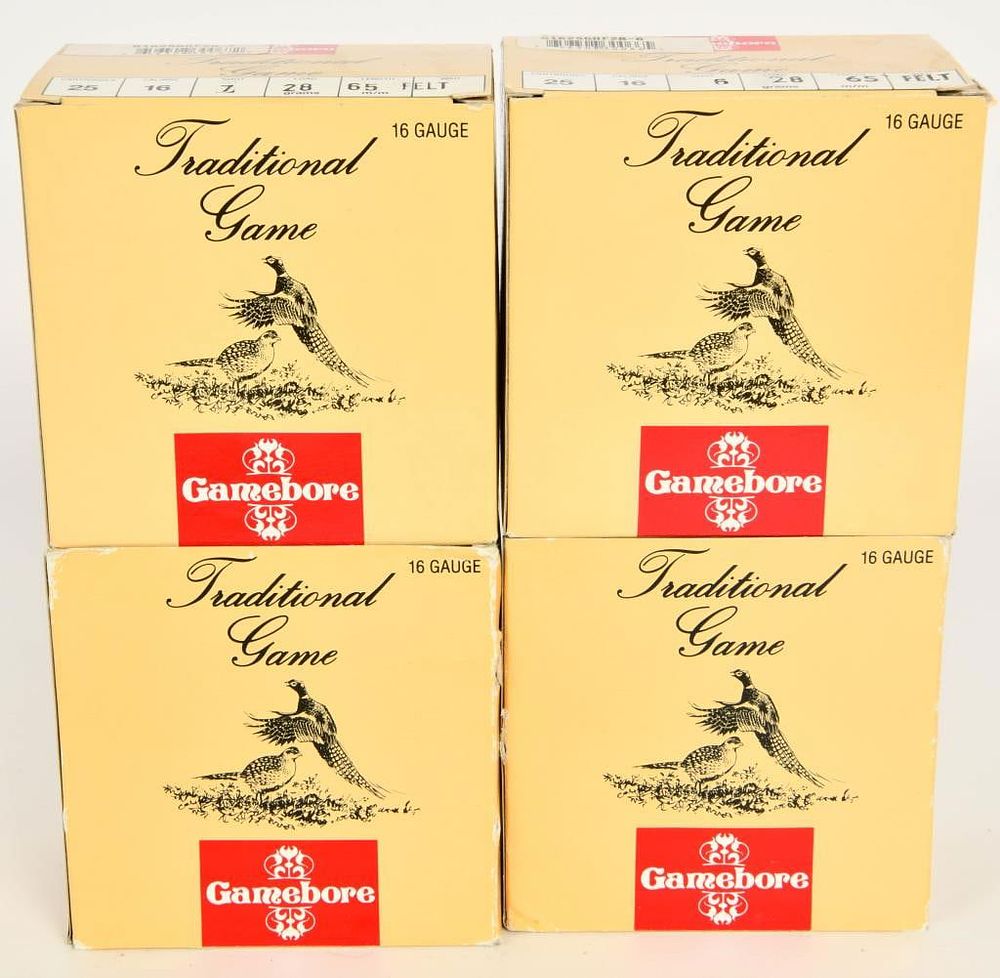 Lot 1078: 100 Rounds of Gamebore 16 Gauge Shotshells