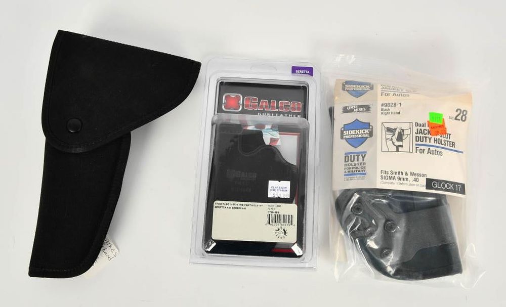 Lot 1079: 3 Holster Galco / Uncle Mikes SideKick as listed