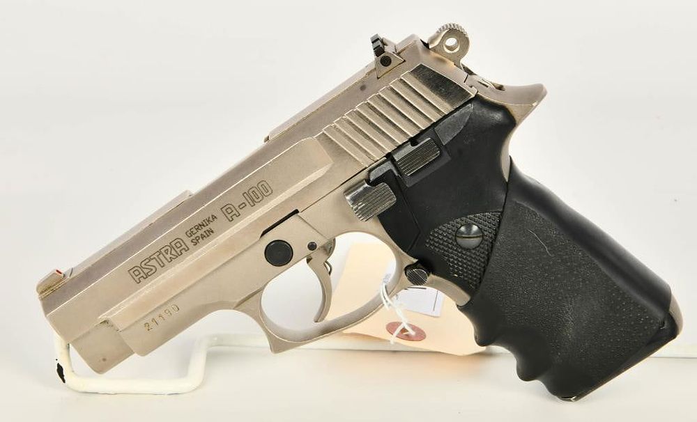 Lot 1128: Astra A-100 Stainless Semi Auto Pistol 9MM