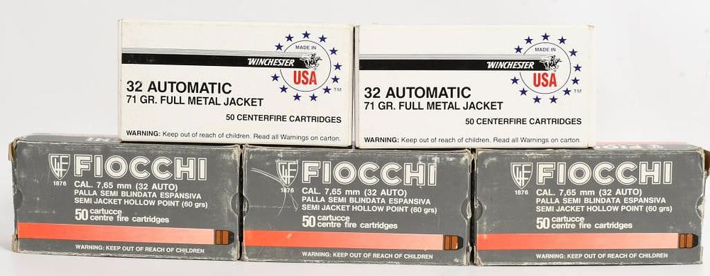 Lot 1222: 250 Rounds Of .32 ACP Ammunition