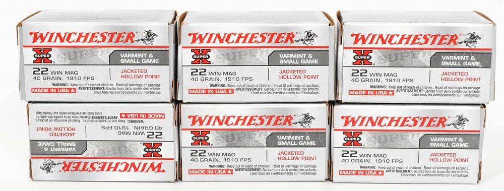 Lot 1393: 300 Rounds Winchester Super-X .22 Win Mag Ammo