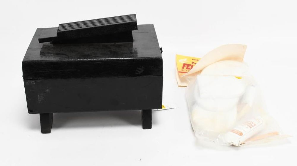 Lot 1412: Shoe Polishing Box W/ Polish, Brush & Felt Soles