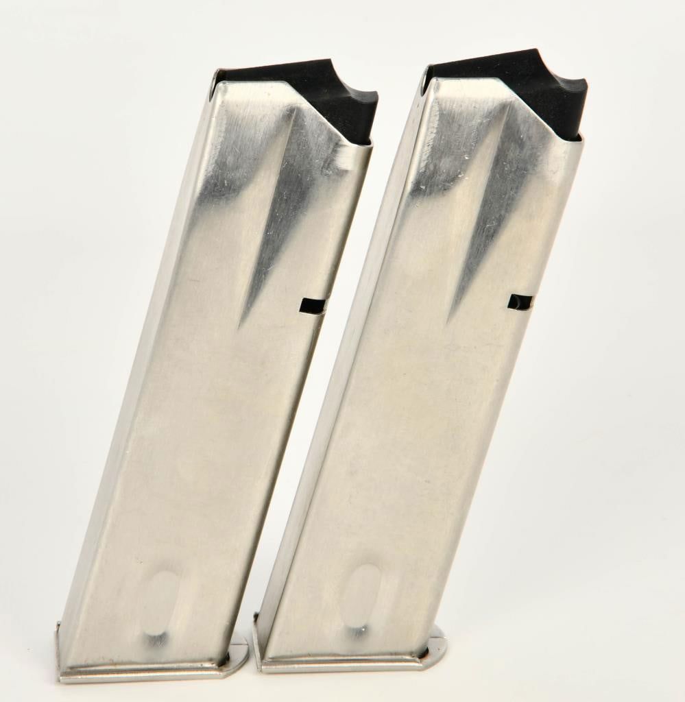 Lot 1439: (2) 9mm Metal Mags 10 rd each mag flat floor plate