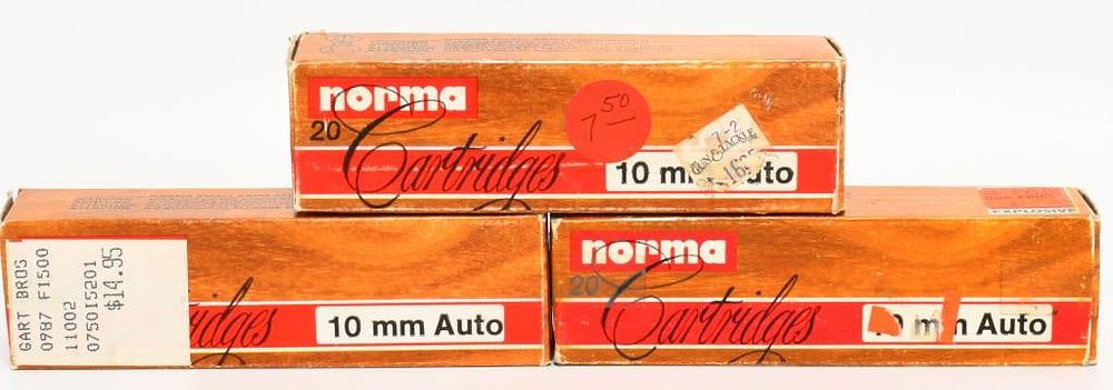 Lot 1504: 50 Rounds of Norma 10mm ACP Ammunition