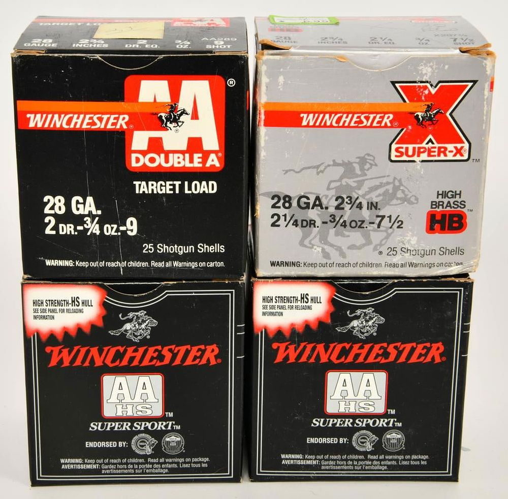 Lot 1601: 93 rds Winchester 28 gauge AA and Super X ammo