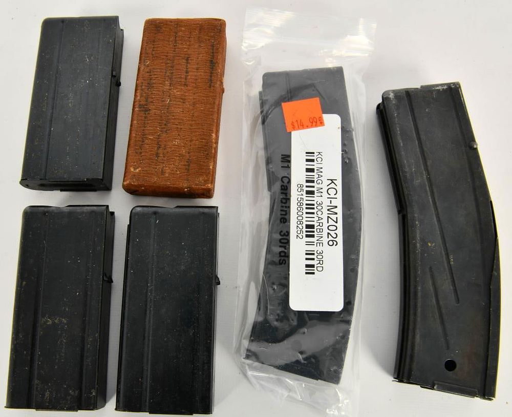Lot 1602: (6) various Metal Mags, various sz .30 cal M1 carb