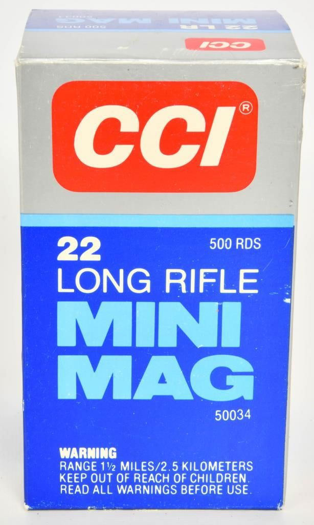 Lot 1670: 500 rds CCI .22 LR Mini Mag #50034