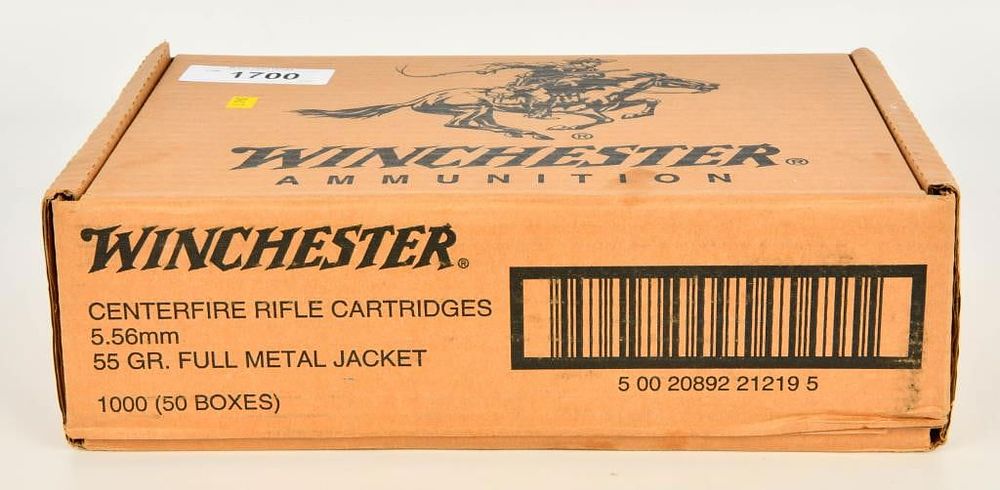 Lot 1700: 1000 Rd Case of Winchester 5.56mm FMJ Ammo