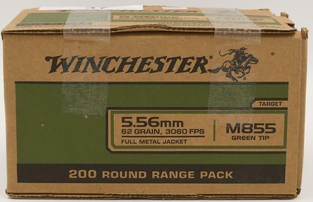 Lot 58: 200 Rounds Of Winchester M855 5.56 NATO Ammo...