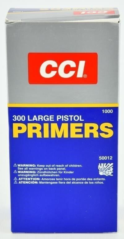 Lot 152: 1000 Count of CCI #300 Large Pistol Primers,...