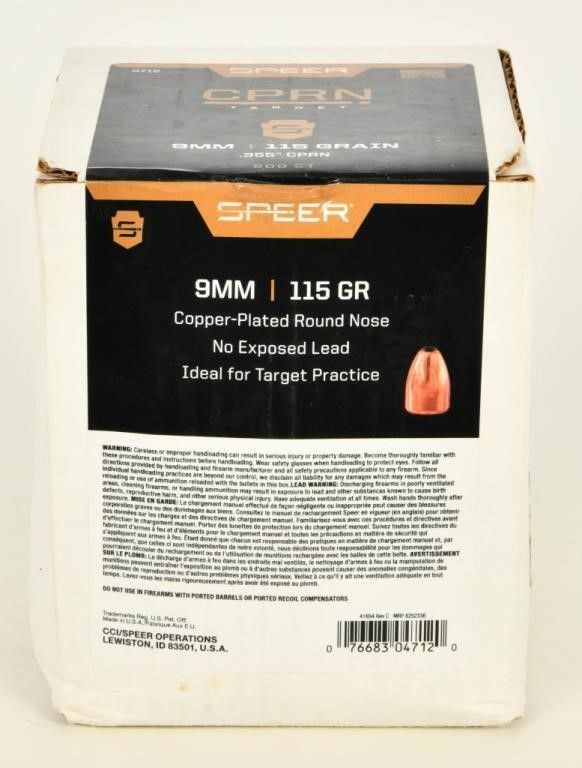 Lot 233: 500 Ct Of Speer CPRN 9mm Reloading Bullet Tips