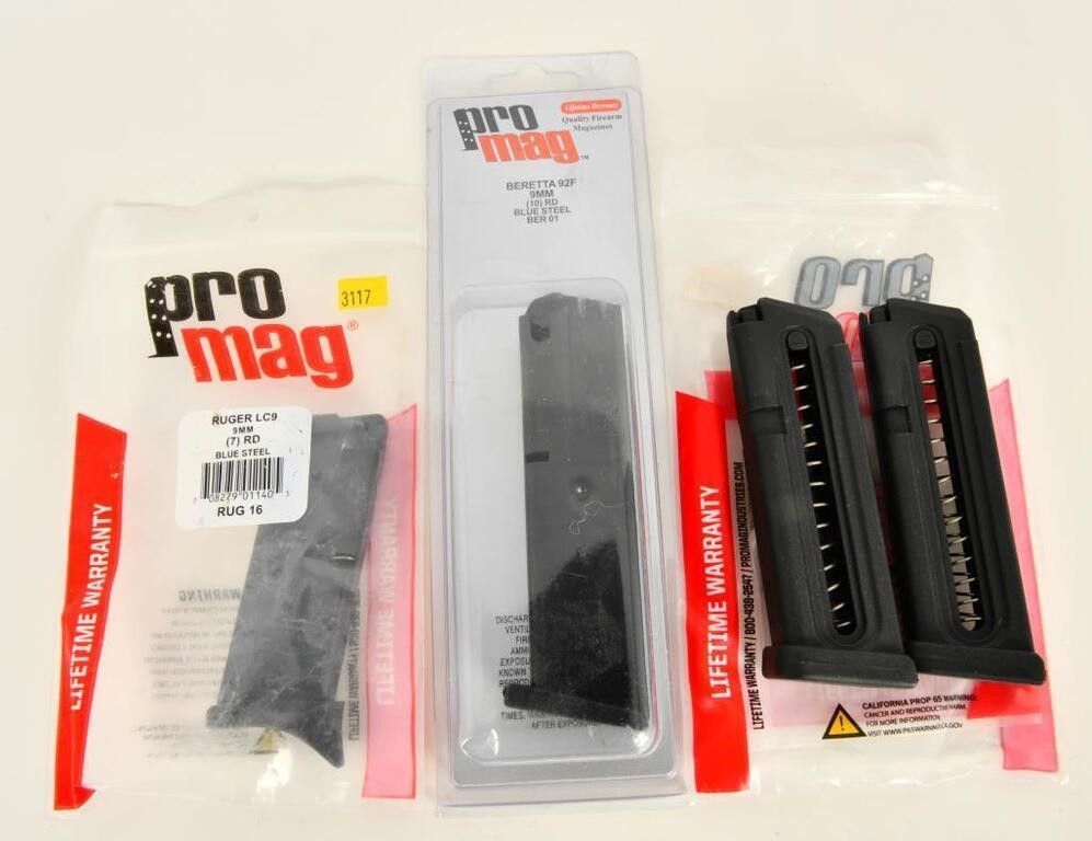 Lot 266: 2 .22 LR Pro Magazines & 2 9mm Pro Magazines
