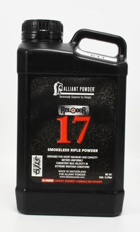 Lot 311: 5 LBS Of Alliant Reloder 17 Rifle Gun Powder