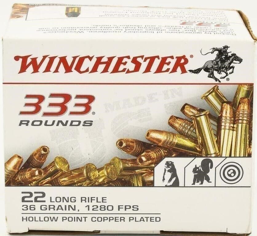 Lot 358: 333 Rounds Of Winchester .22 LR Ammunition ,...
