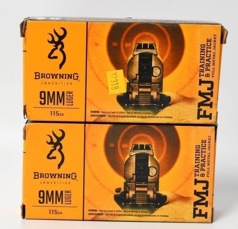 Lot 451: 100 Rounds Of Browning 9mm Luger Ammunition