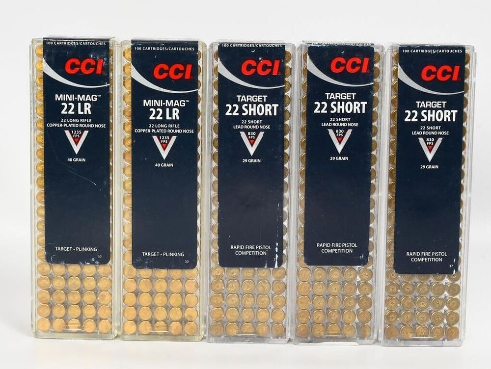 Lot 523: 500 Rounds of CCI Various .22 Short & .22 LR Ammo