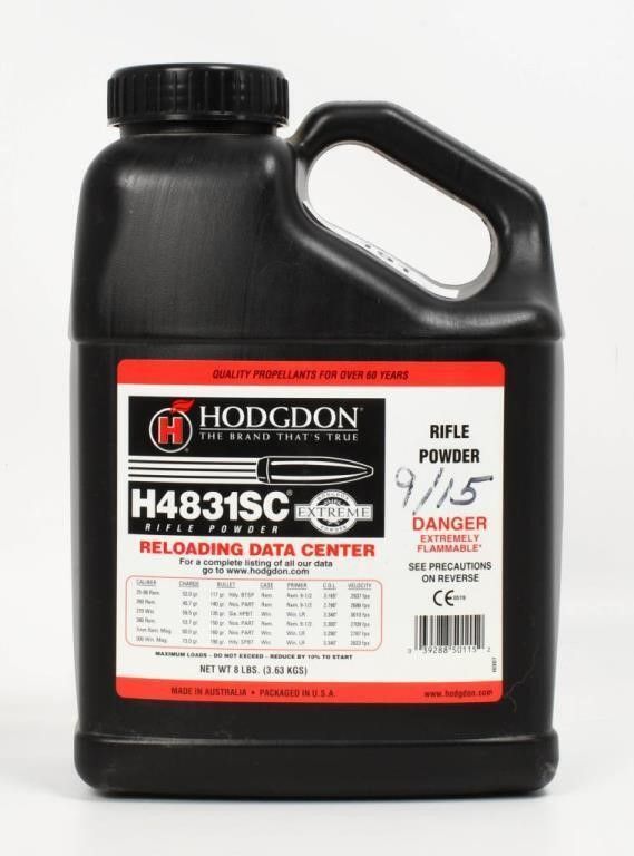 Lot 551: 8 LBS Of Hodgdon H4831SC Rifle Gun Powder
