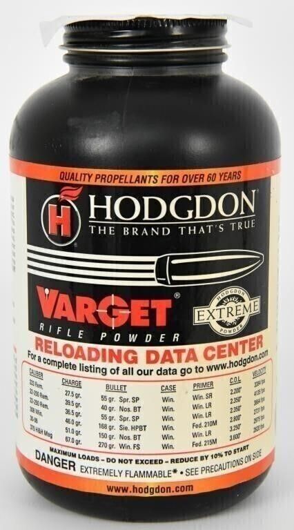Lot 566: 13 OZ Of Hodgdon Extreme Varget Rifle Powder