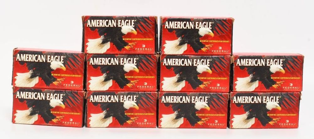 Lot 607: 500 Rounds Of American Eagle .22 LR Ammunition