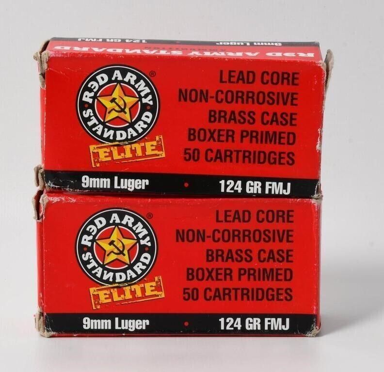 Lot 691: 100 Rounds Red Army Standard 9mm Luger Ammo...