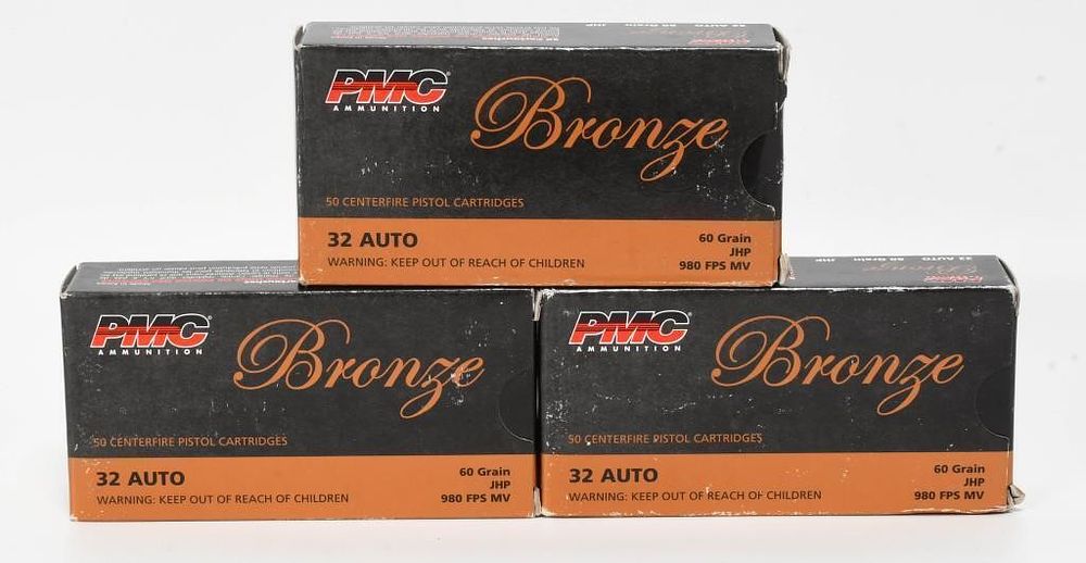 Lot 1087: 150 rds PMC Bronze .32 Auto Ammunition