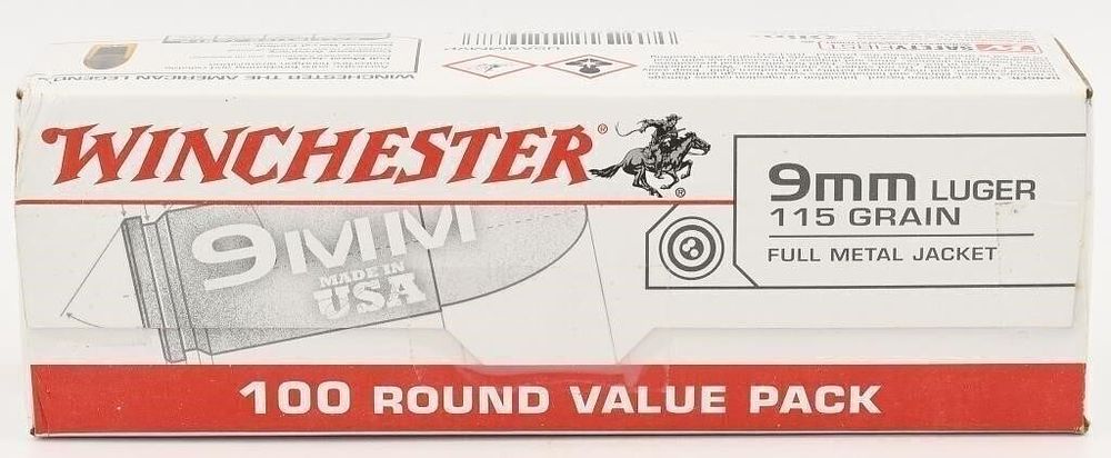 Lot 1093: 100 Rounds Of Winchester USA 9mm Luger Ammo